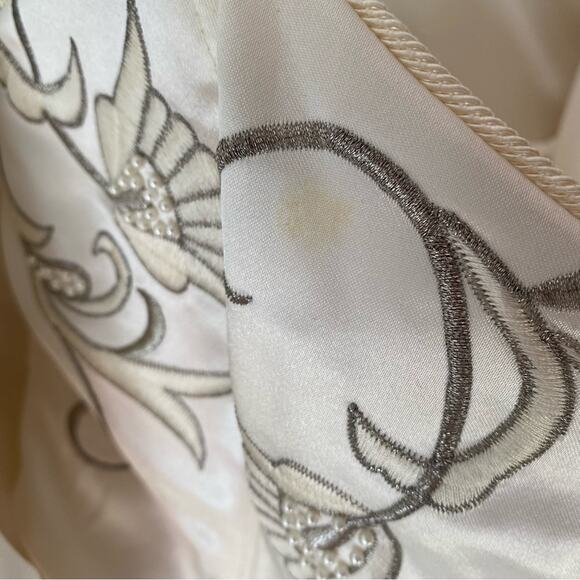 Natori Neiman Marcus Vintage Jacket Bustier Set Satin Embroidered Pearl Small - Picture 11 of 14